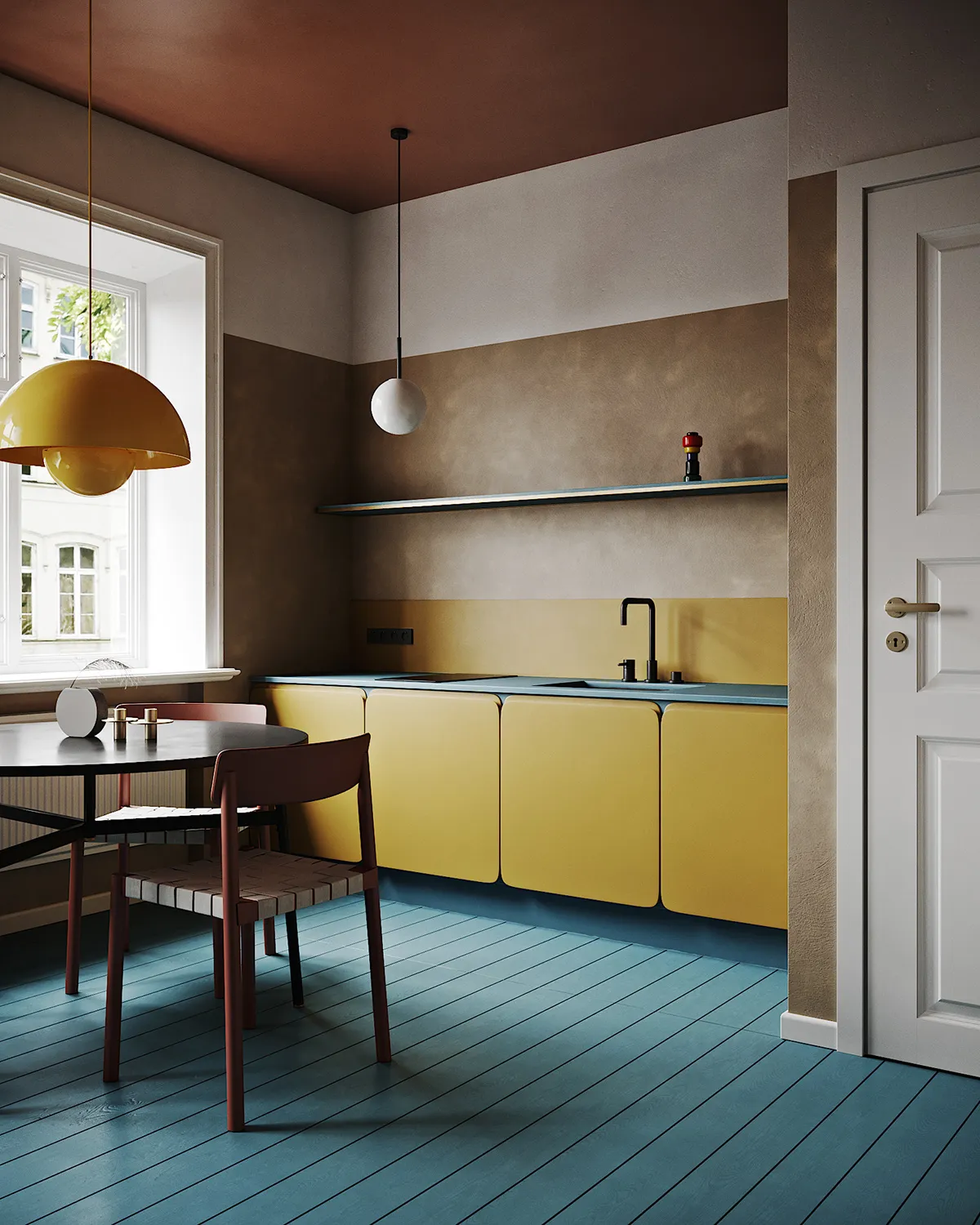 Mustard minimalist Kitchen Color