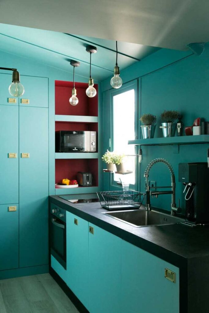 Turquoise  minimalist Kitchen Color